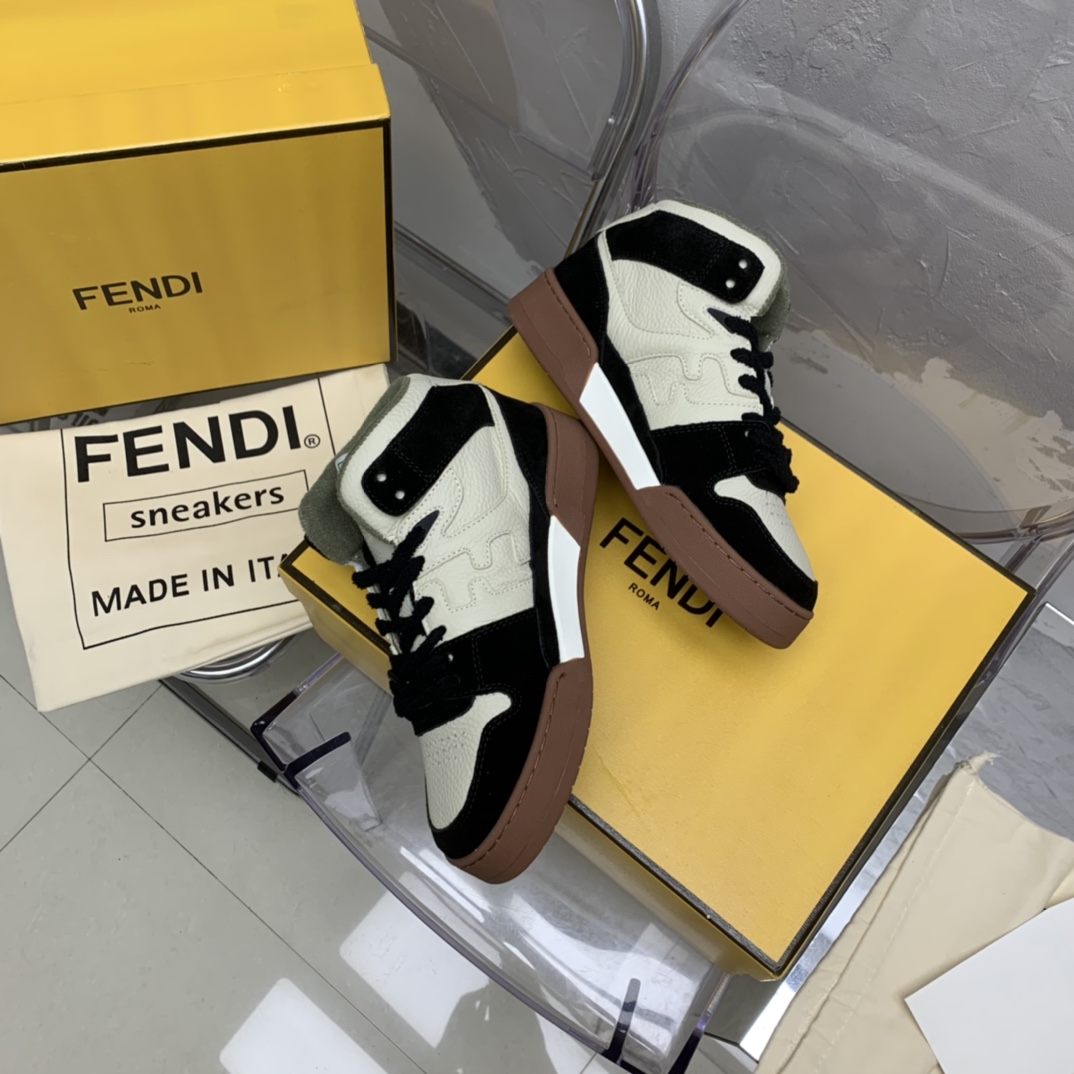 Fendi Match Black Leather High-Tops - EUR FASHION