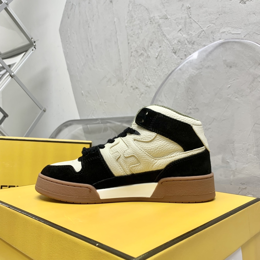 Fendi Match Black Leather High-Tops - EUR FASHION