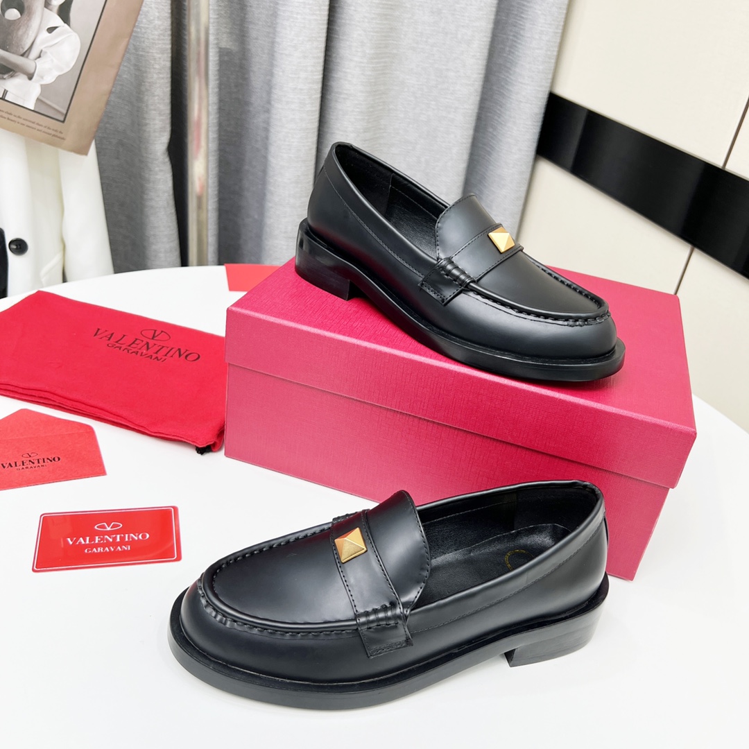 Valenti Roman Stud Brushed Calfskin Loafer 30mm - EUR FASHION
