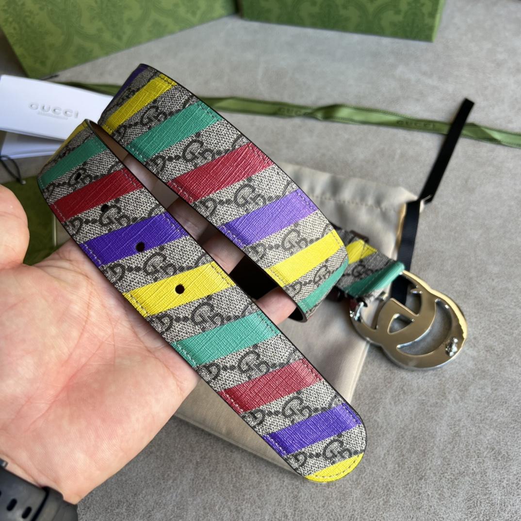 Gucci Striped Belt With Double G - EUR FASHION