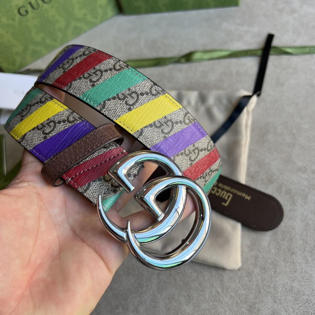 Gucci Striped Belt With Double G - EUR FASHION
