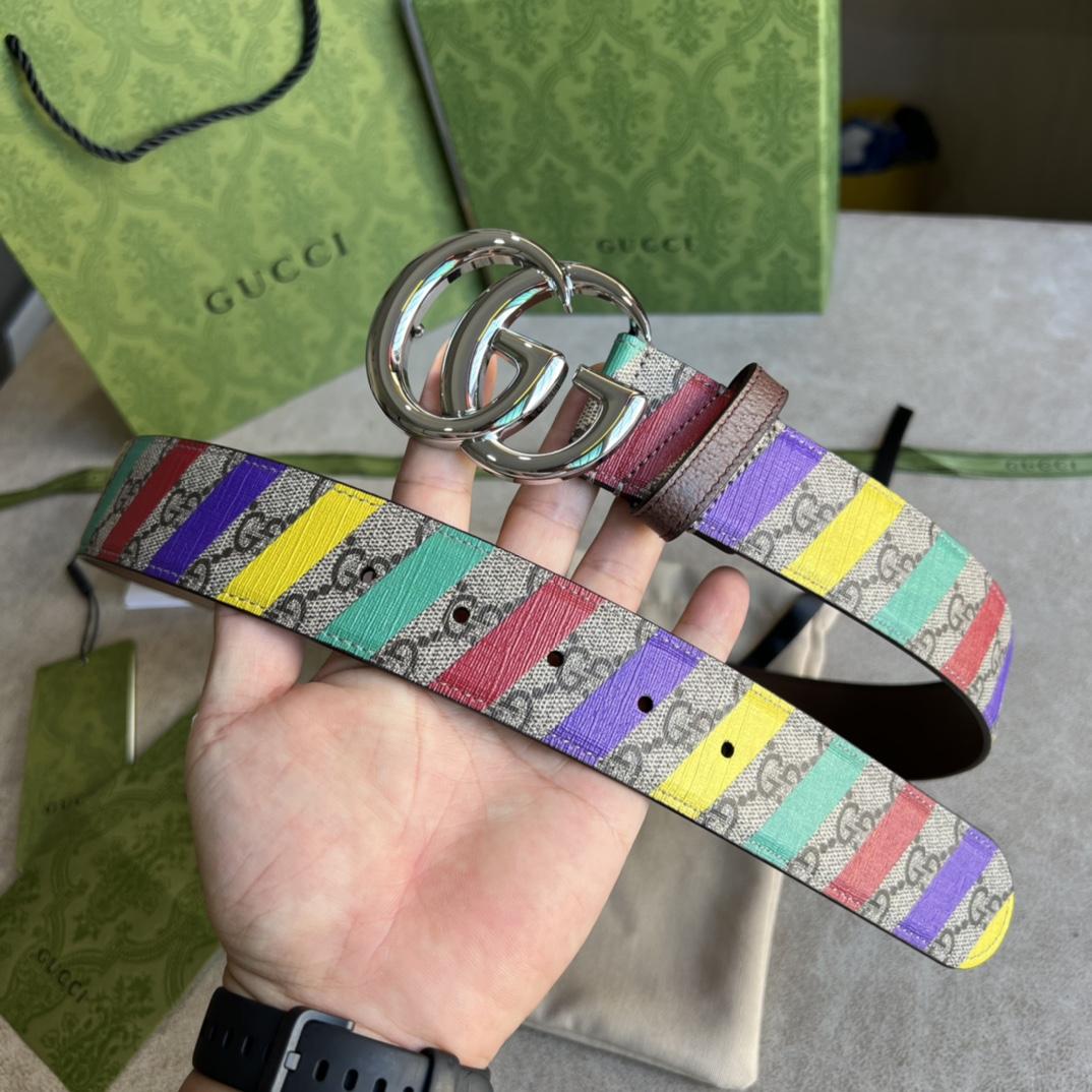 Gucci Striped Belt With Double G - EUR FASHION