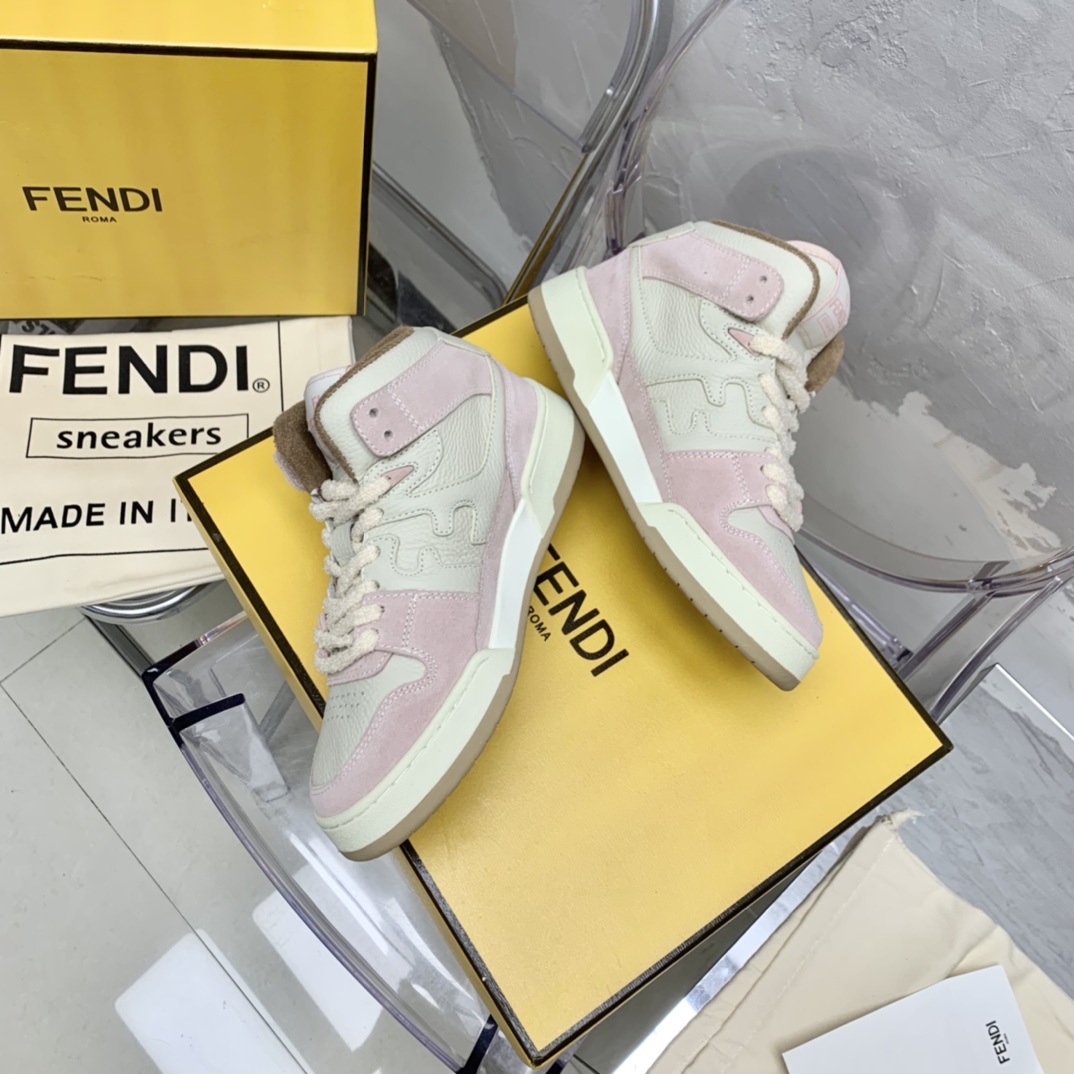 Fendi Match Black Leather High-Tops - EUR FASHION