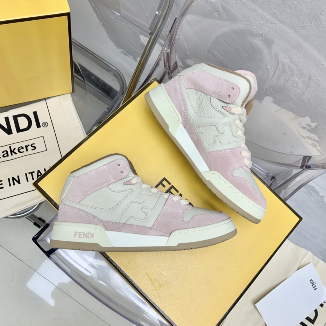 Fendi Match Black Leather High-Tops - EUR FASHION