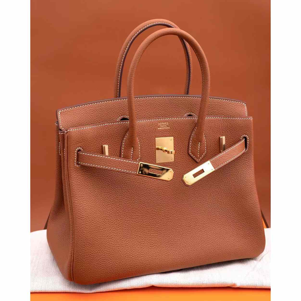 Hermes Birkin 30 Fjord Leather Gold Handbag （25-20-13CM） - EUR FASHION