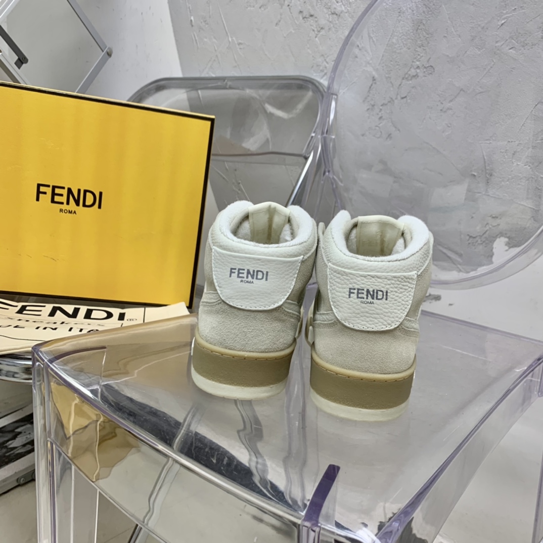 Fendi Match White Leather High-Tops - EUR FASHION