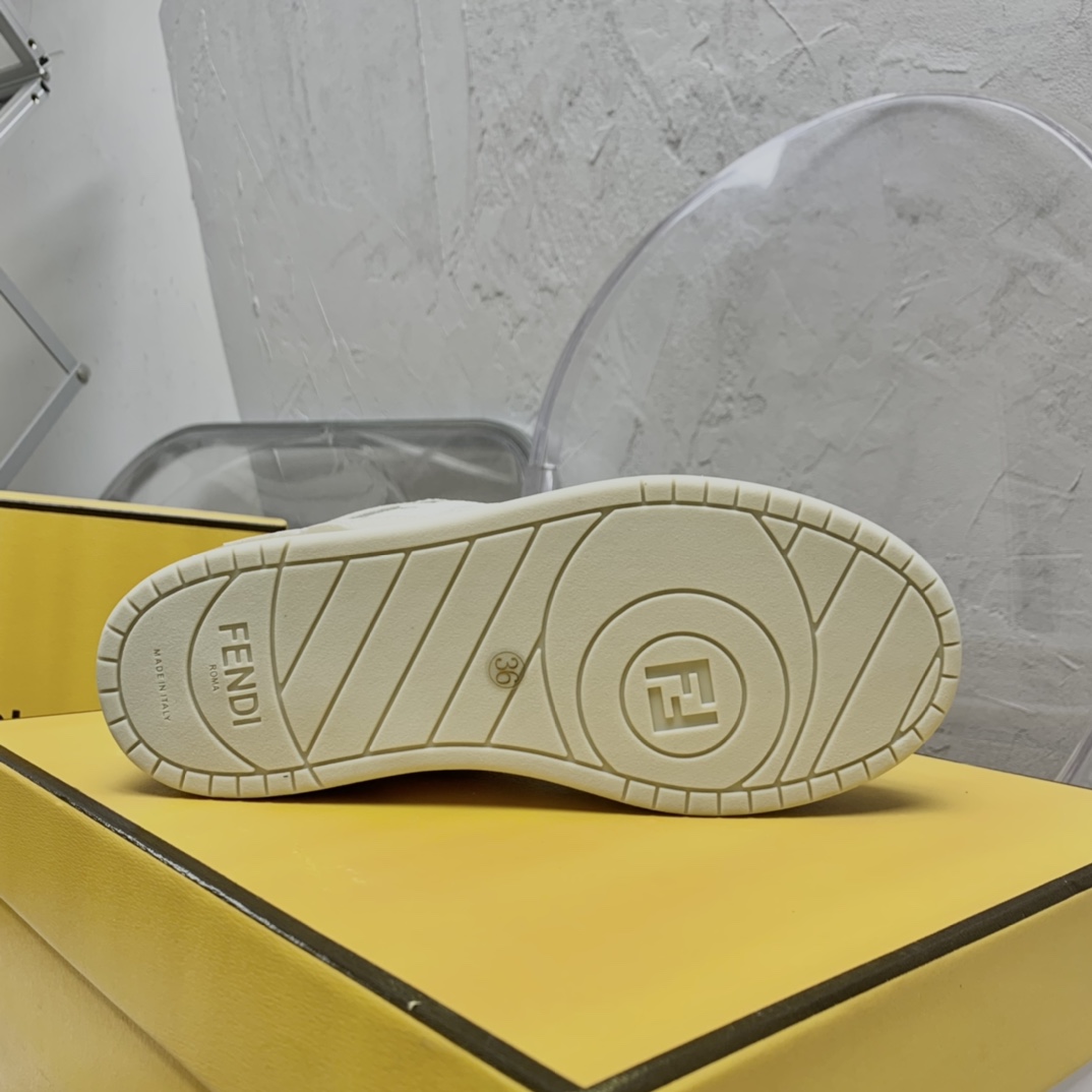 Fendi Match White Leather High-Tops - EUR FASHION