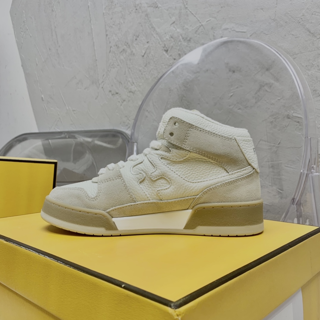 Fendi Match White Leather High-Tops - EUR FASHION