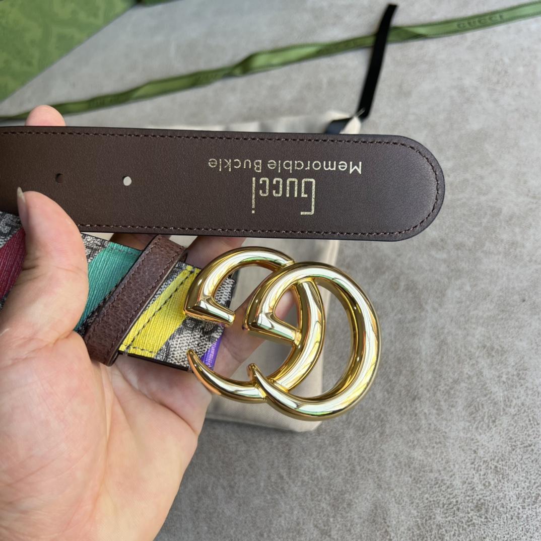 Gucci Striped Belt With Double G - EUR FASHION