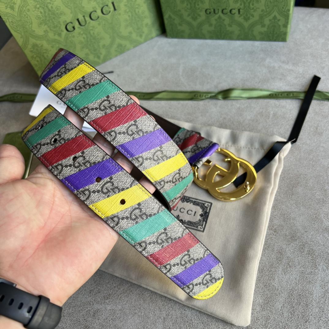 Gucci Striped Belt With Double G - EUR FASHION