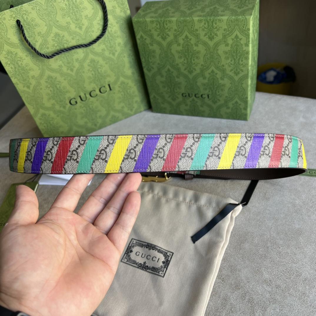 Gucci Striped Belt With Double G - EUR FASHION