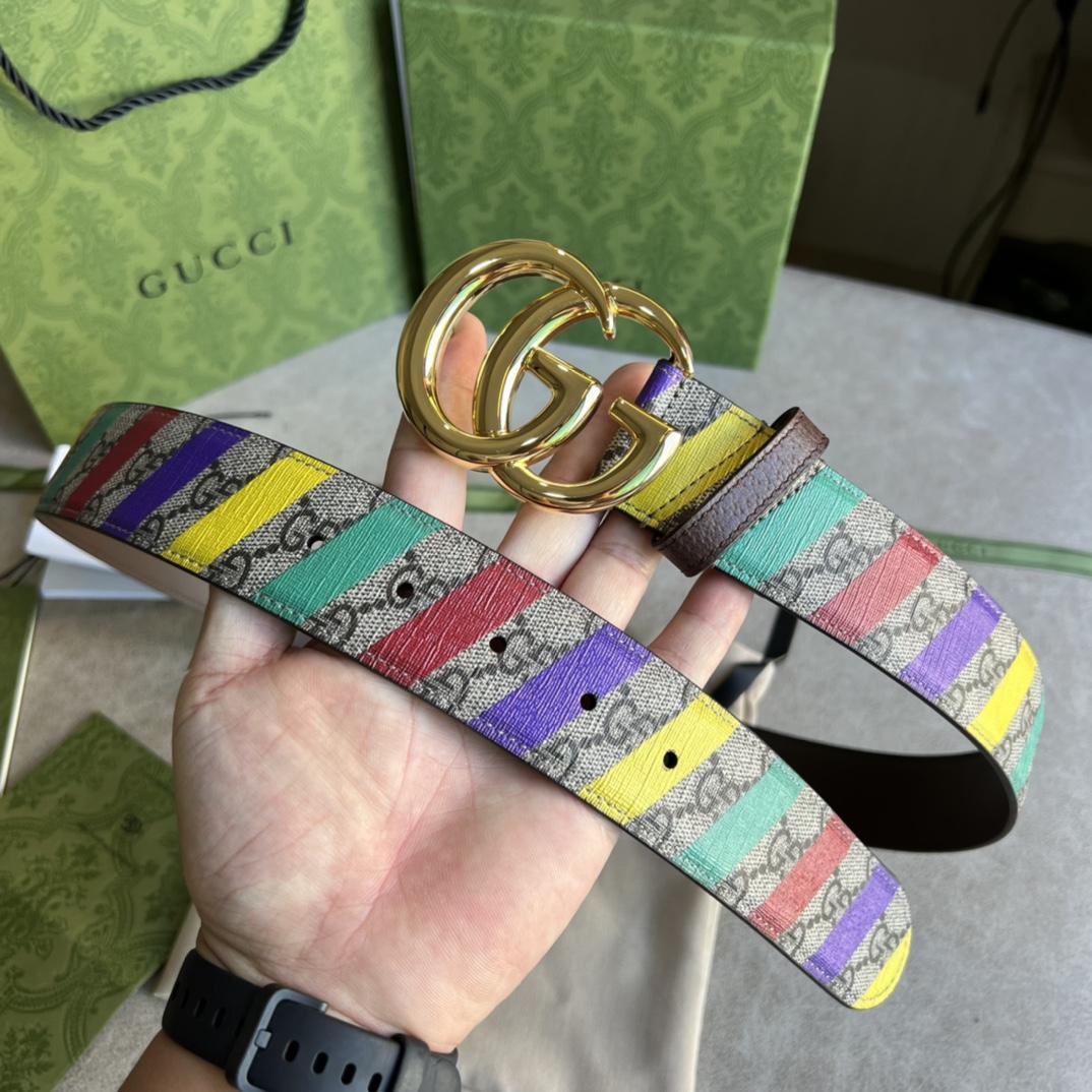 Gucci Striped Belt With Double G - EUR FASHION