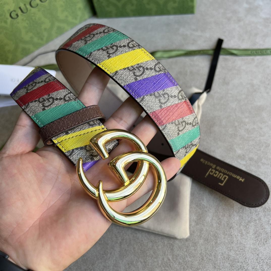Gucci Striped Belt With Double G - EUR FASHION