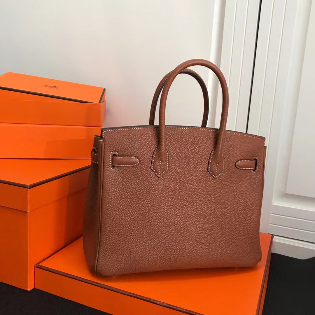 Hermes Birkin 30 Fjord Leather Gold Handbag （30-22-16CM） - EUR FASHION