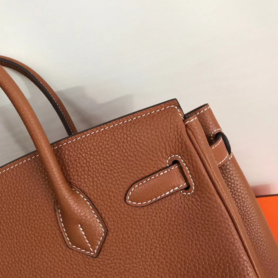 Hermes Birkin 30 Fjord Leather Gold Handbag （30-22-16CM） - EUR FASHION