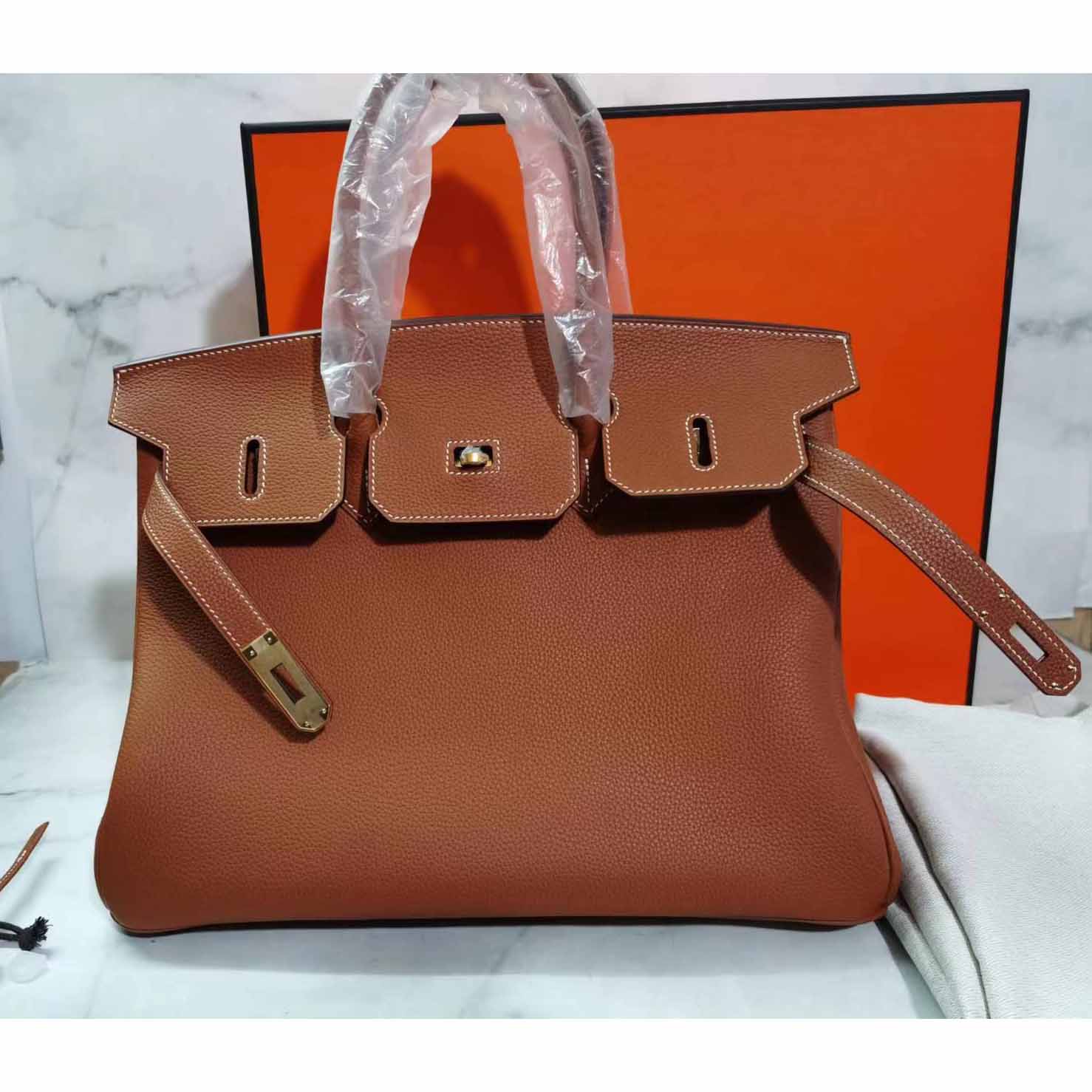 Hermes Birkin 30 Fjord Leather Gold Handbag （30-22-16CM） - EUR FASHION