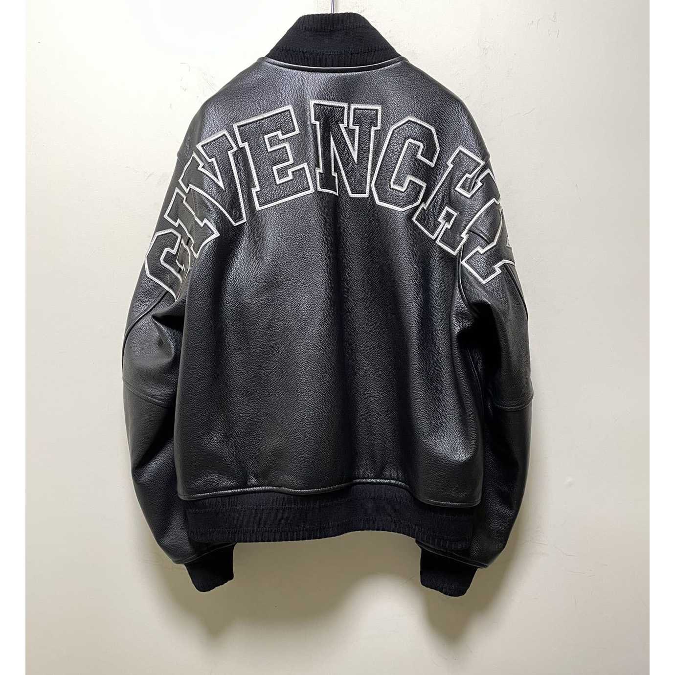 Givenchy Logo Leather Bomber Jacket In Black - EUR FASHION