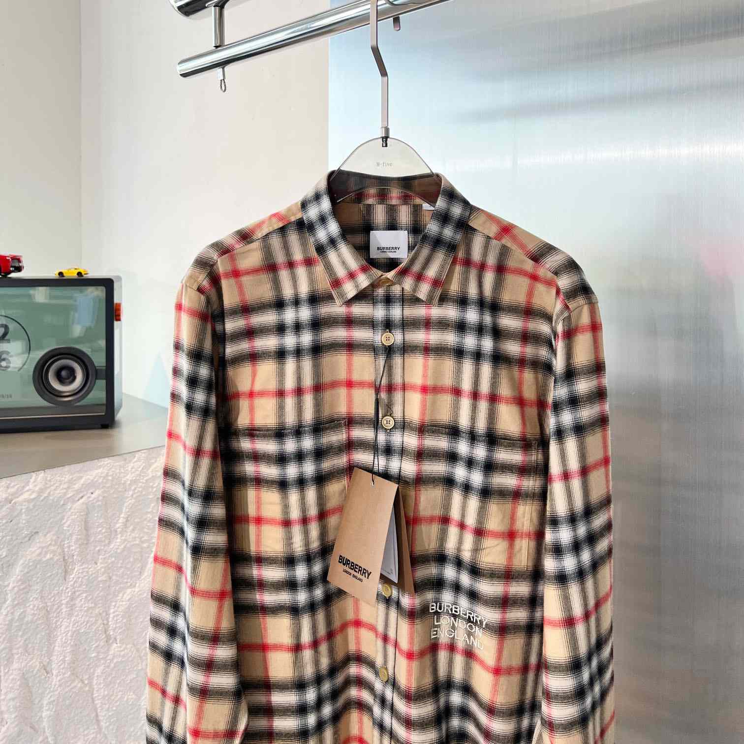 Burberry Chingford Classic Fit Embroidered Logo Ombre Check Button-Up Shirt  - EUR FASHION