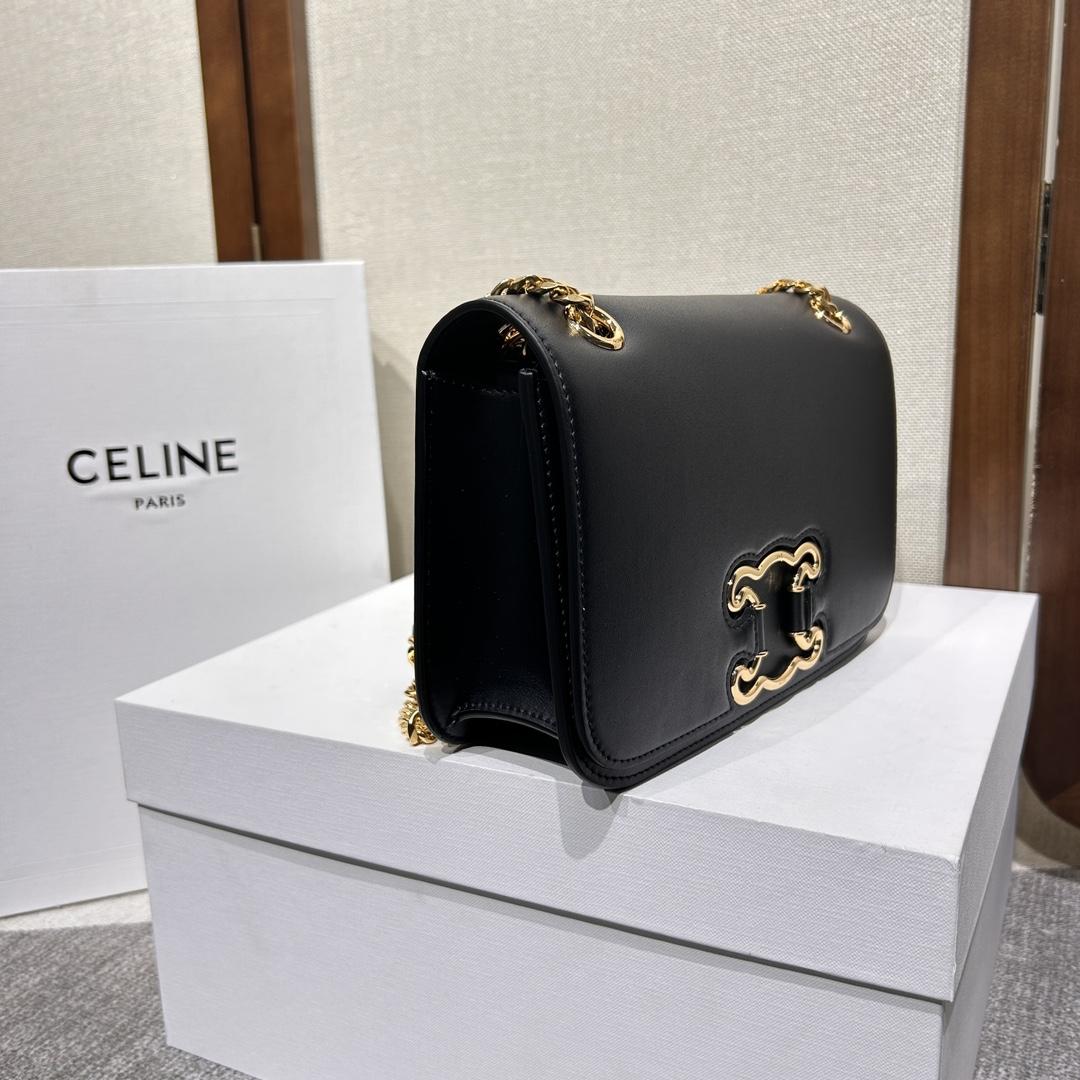 Celine Medium Bag Triomphe Frame In Shiny Calfskin - EUR FASHION