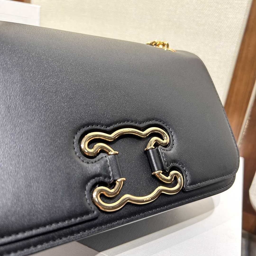 Celine Medium Bag Triomphe Frame In Shiny Calfskin - EUR FASHION
