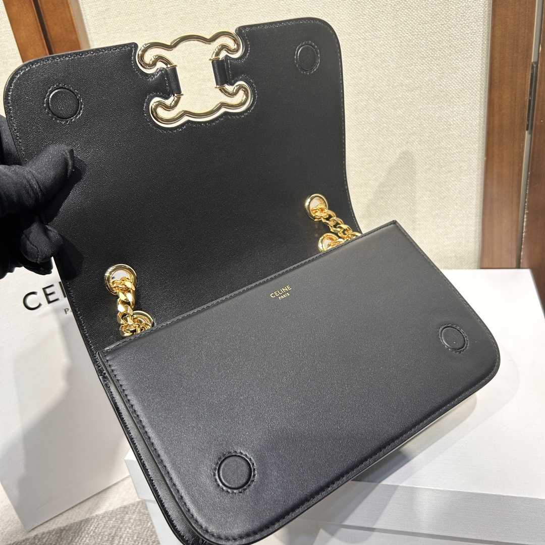 Celine Medium Bag Triomphe Frame In Shiny Calfskin - EUR FASHION