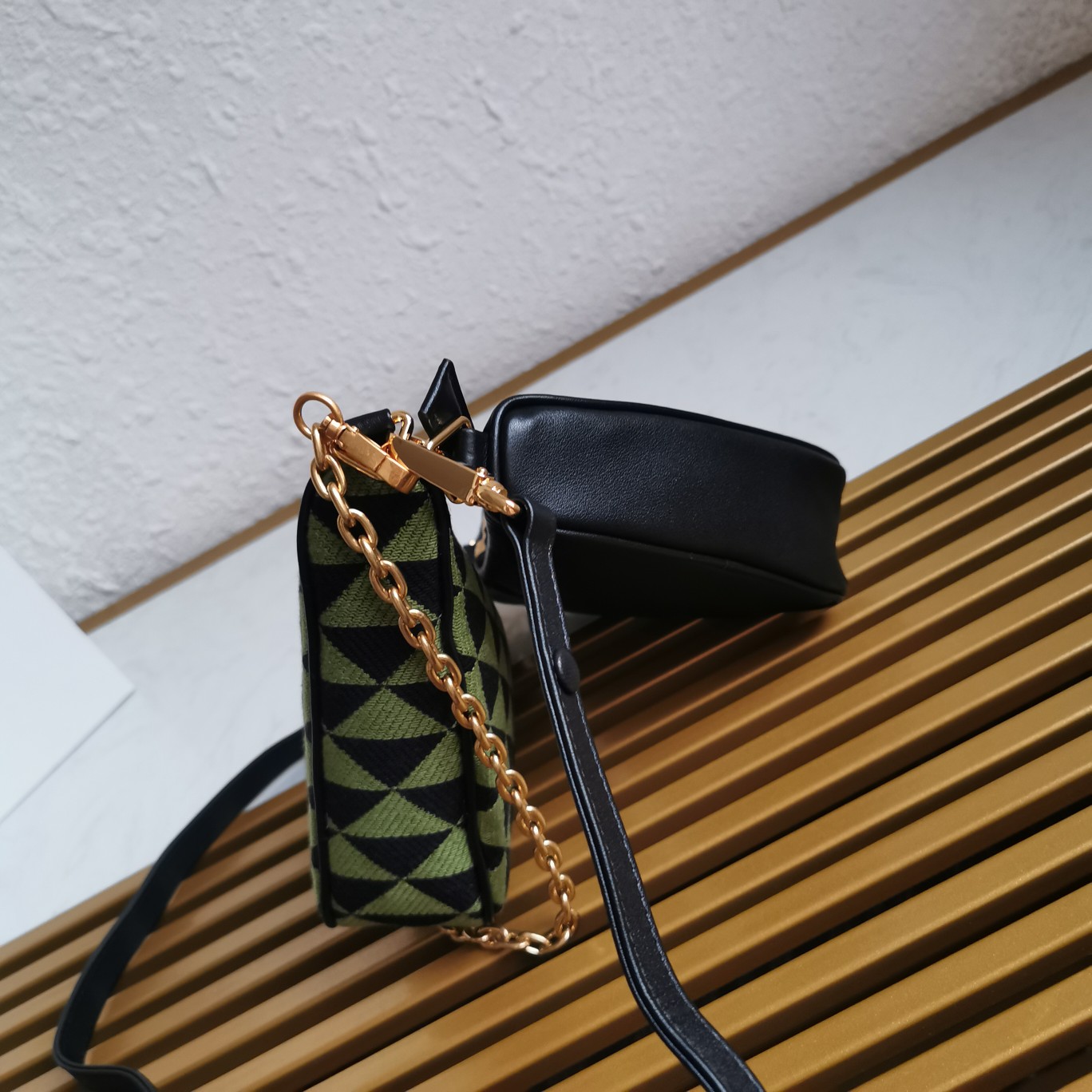 Prada Symbole Leather And Fabric Mini Bag(26-16-13cm) - EUR FASHION