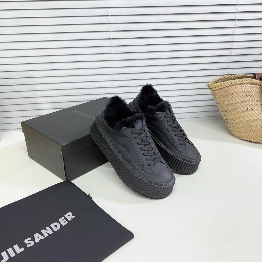 JIl Sander Leather Sneakers With Vulcanized Rubber Sole - EUR FASHION
