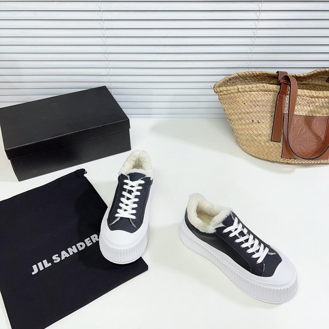 JIl Sander Leather Sneakers With Vulcanized Rubber Sole - EUR FASHION