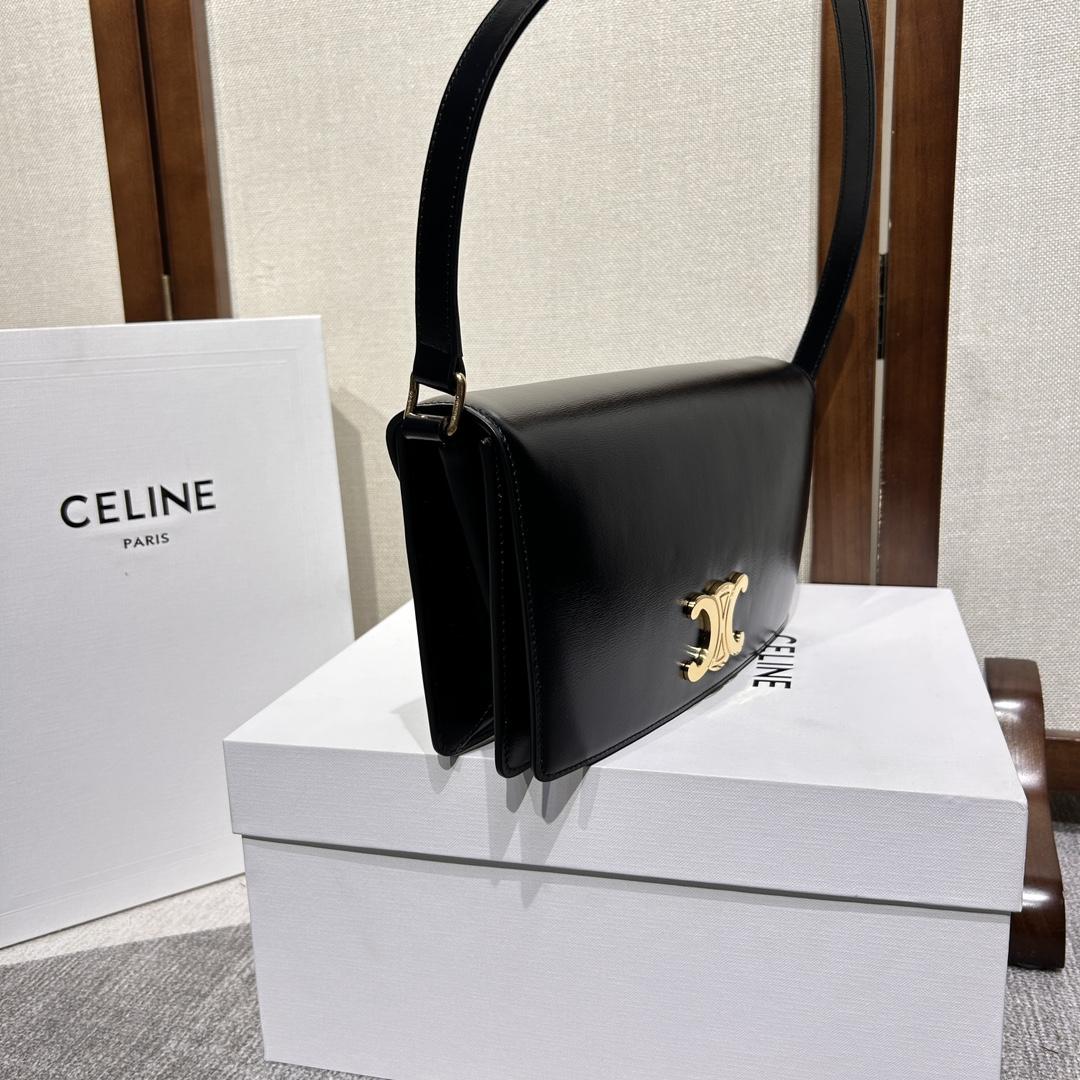 Celine Trapeze Triomphe Bag In Shiny Calfskin - EUR FASHION