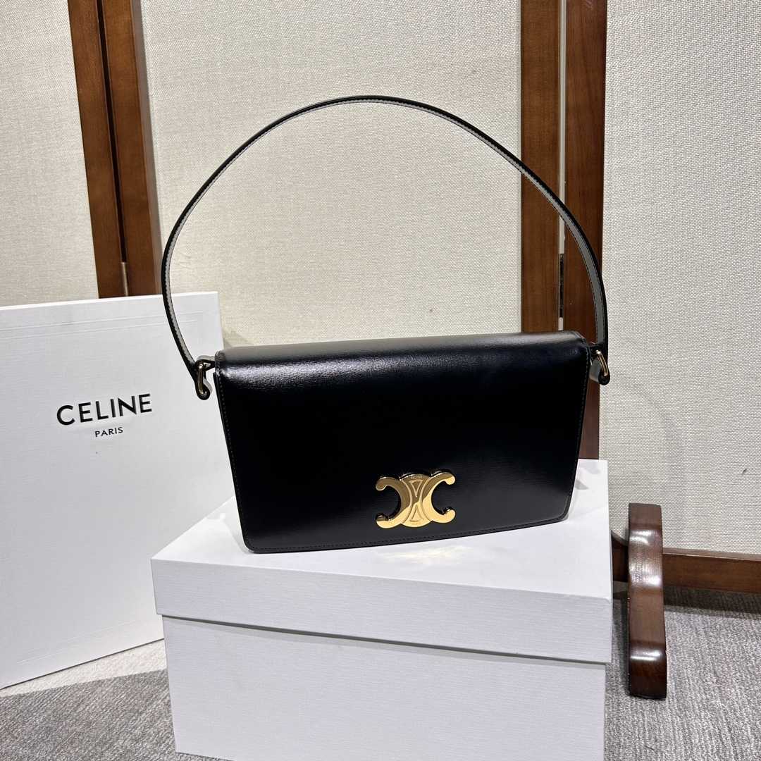 Celine Trapeze Triomphe Bag In Shiny Calfskin - EUR FASHION