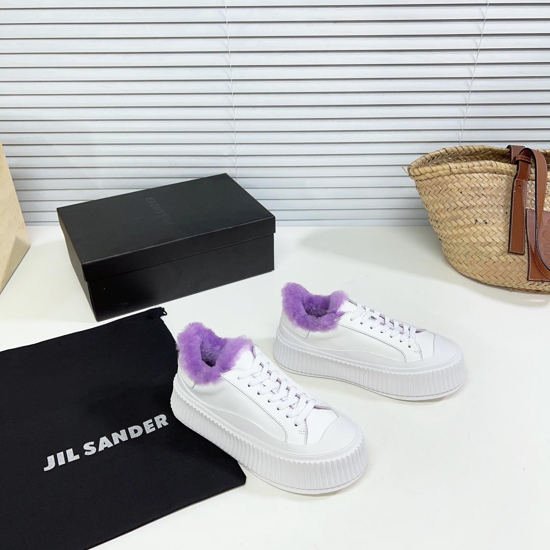 JIl Sander Leather Sneakers With Vulcanized Rubber Sole - EUR FASHION