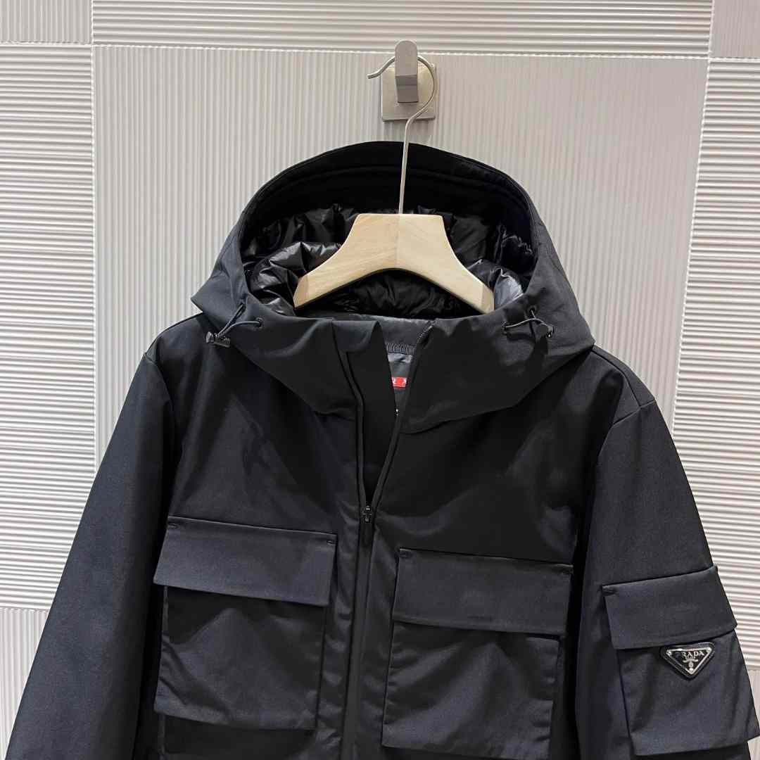 Prada Logo Hooded Puffer Jacket - EUR FASHION