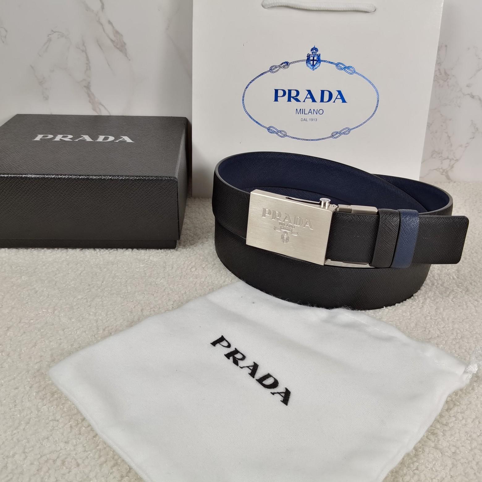 Prada Saffiano Leather Reversible Belt - EUR FASHION