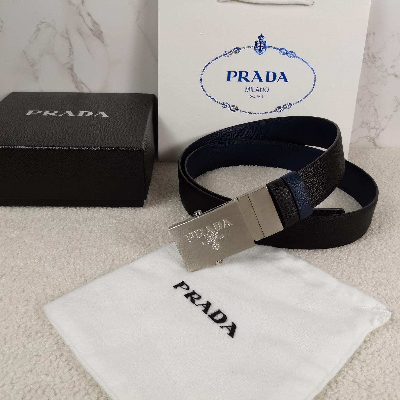 Prada Saffiano Leather Reversible Belt - EUR FASHION
