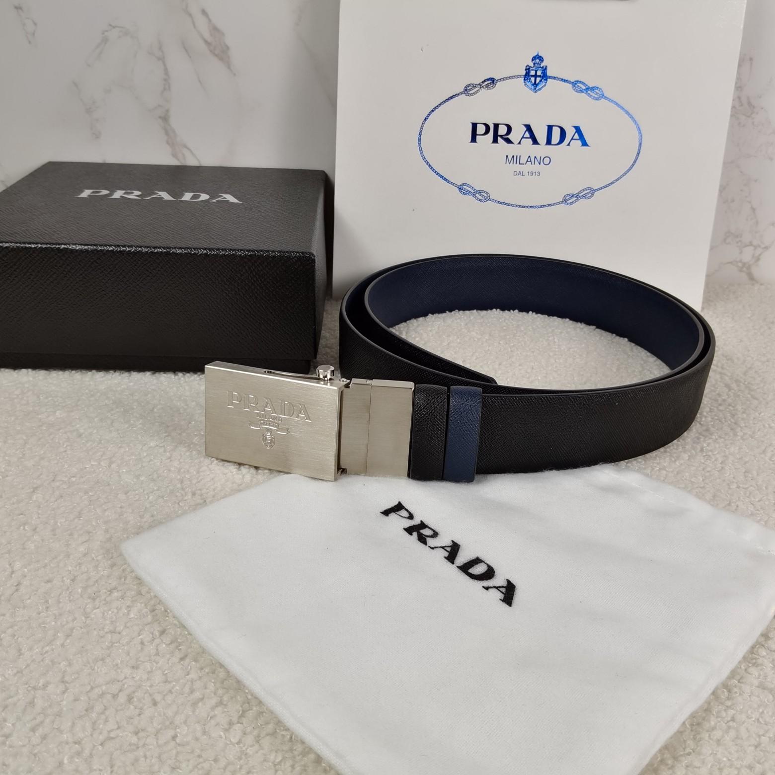 Prada Saffiano Leather Reversible Belt - EUR FASHION
