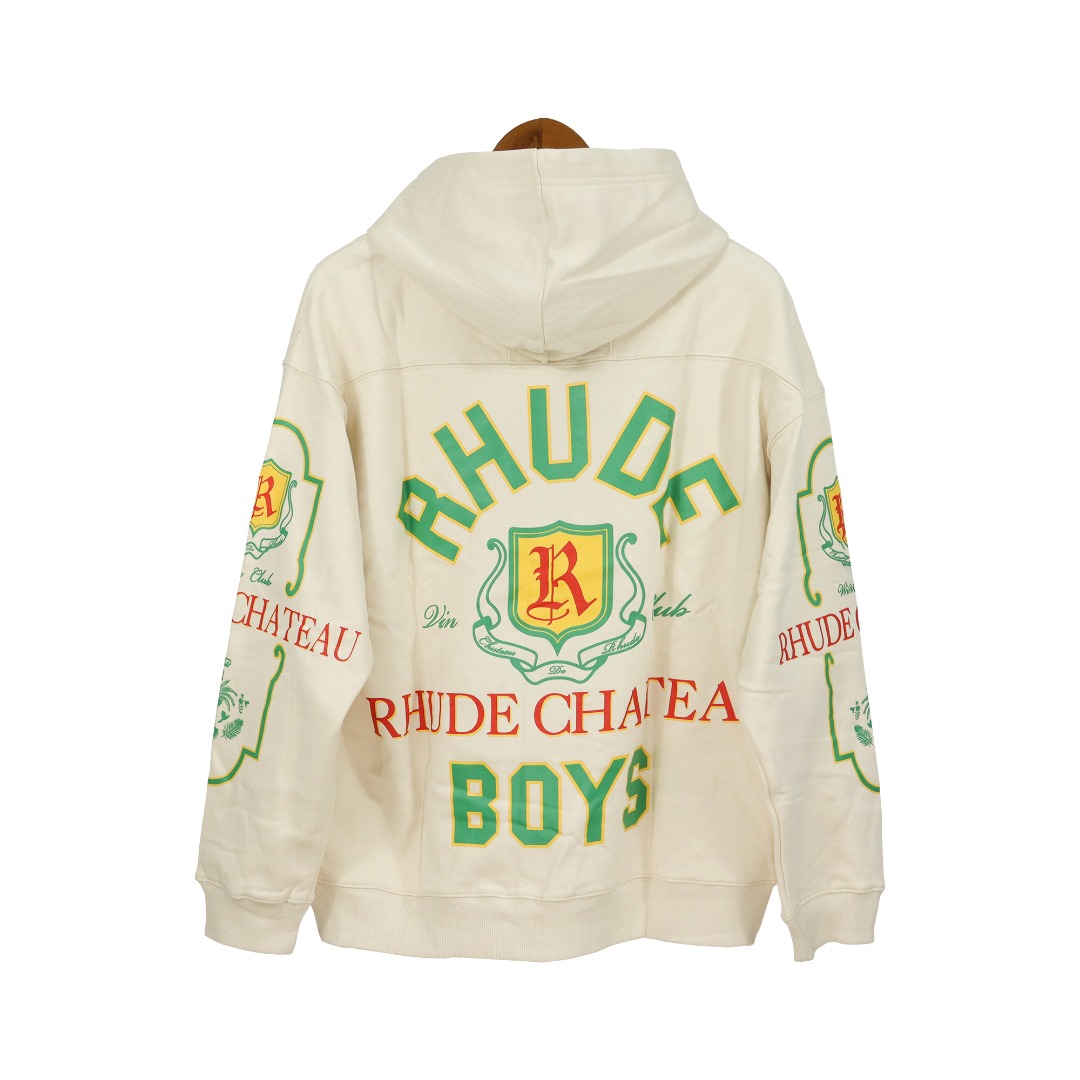 Rhude Wine Club Logo-Print Cotton-Jersey Hoodie - EUR FASHION