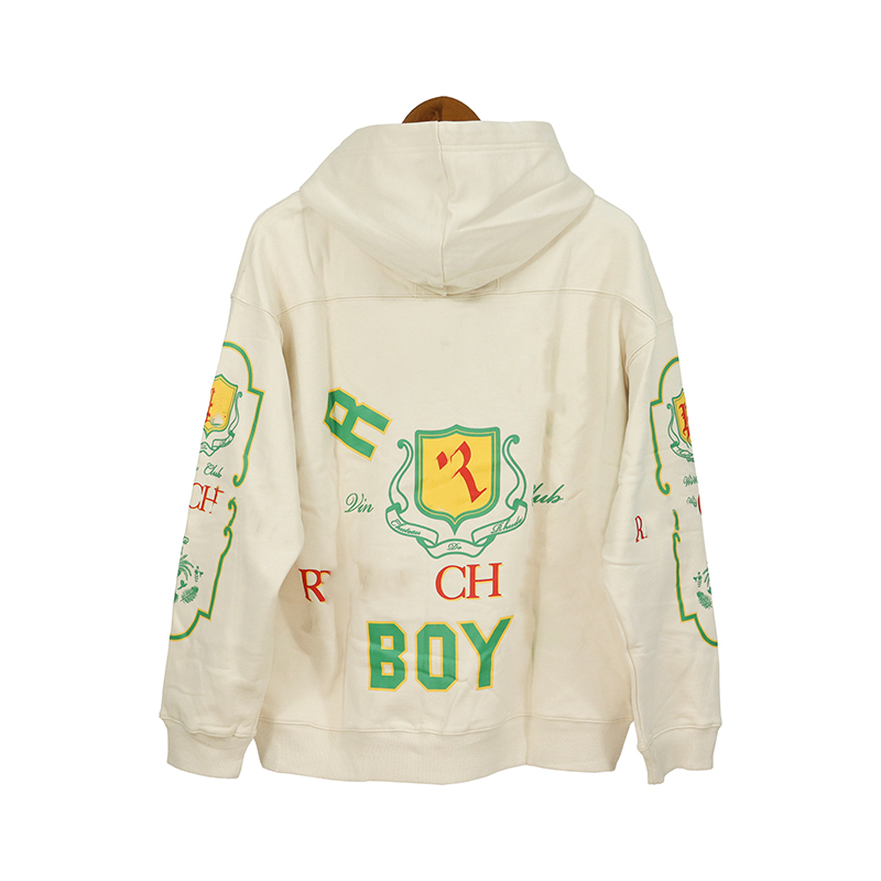 Rhude Wine Club Logo-Print Cotton-Jersey Hoodie - EUR FASHION