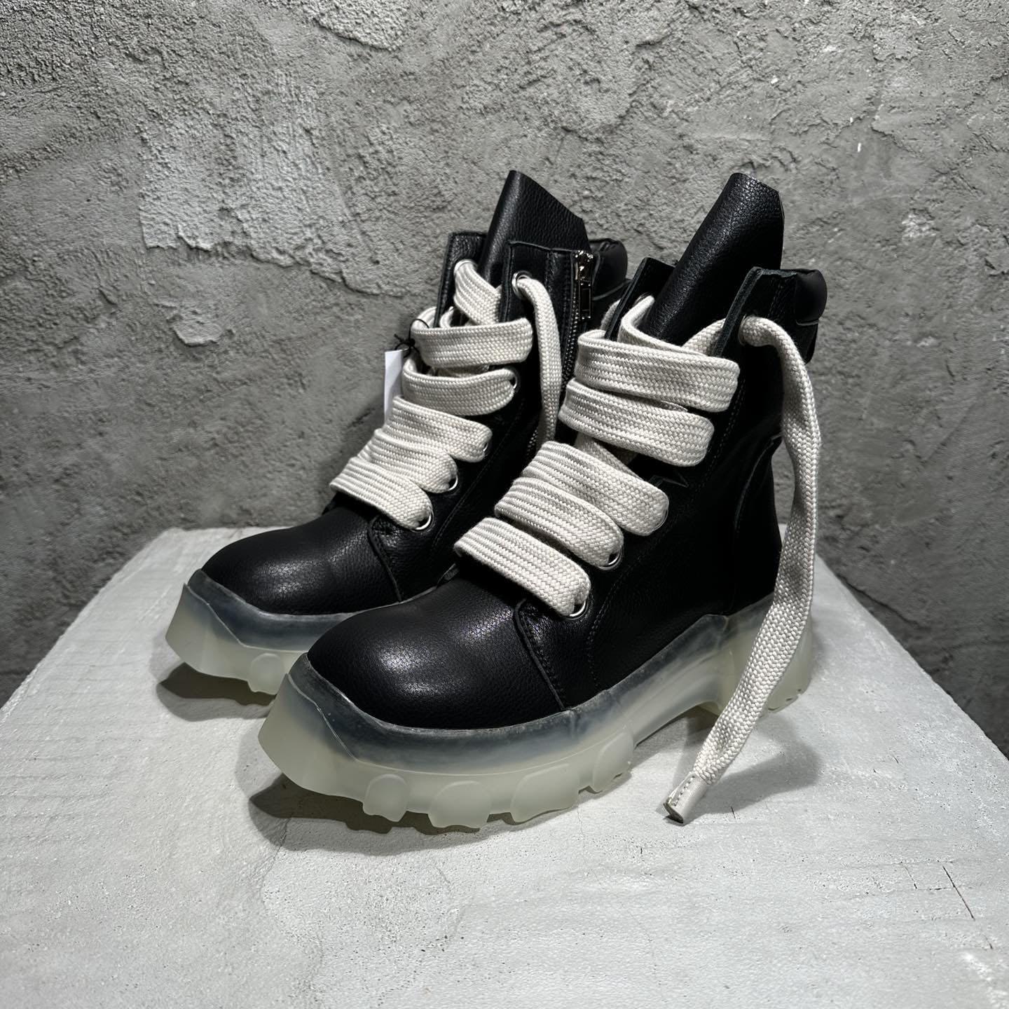Rick Owens Beatle Lace Up Boots In Black - EUR FASHION