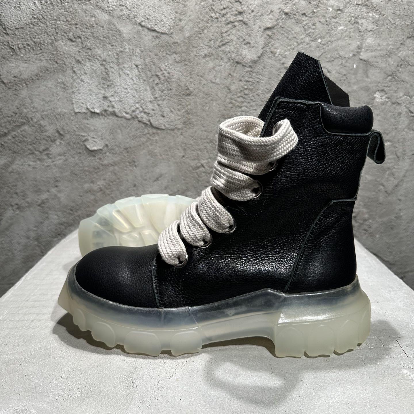 Rick Owens Beatle Lace Up Boots In Black - EUR FASHION