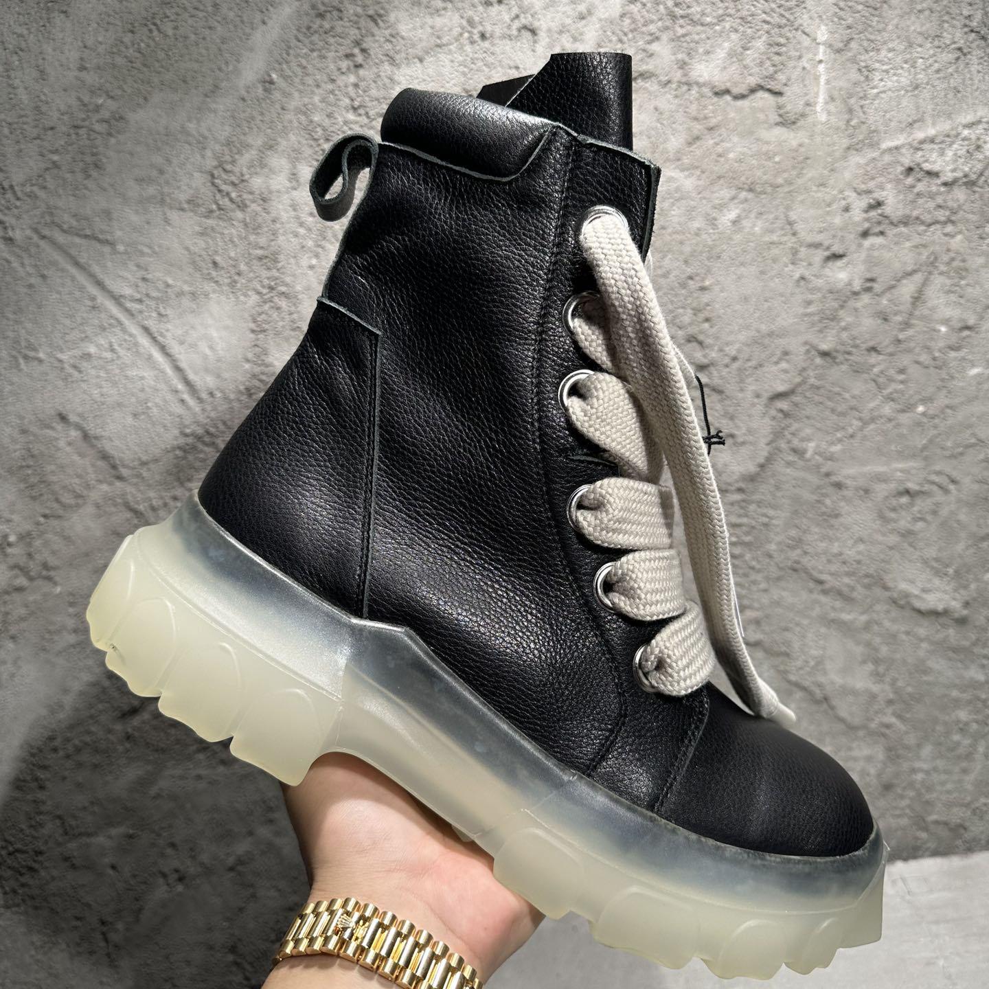 Rick Owens Beatle Lace Up Boots In Black - EUR FASHION