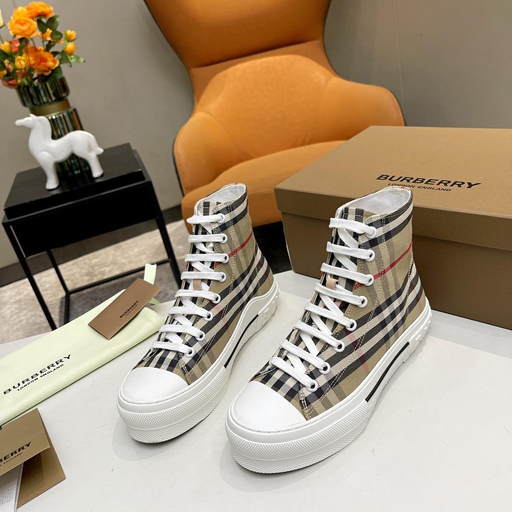 Burberry Vintage Check Cotton High-top Sneakers - EUR FASHION