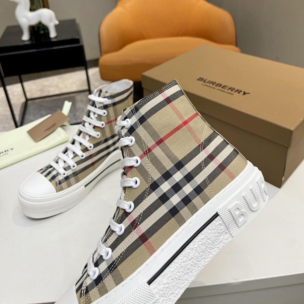 Burberry Vintage Check Cotton High-top Sneakers - EUR FASHION