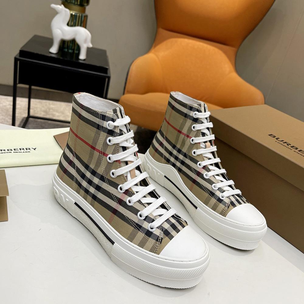 Burberry Vintage Check Cotton High-top Sneakers - EUR FASHION