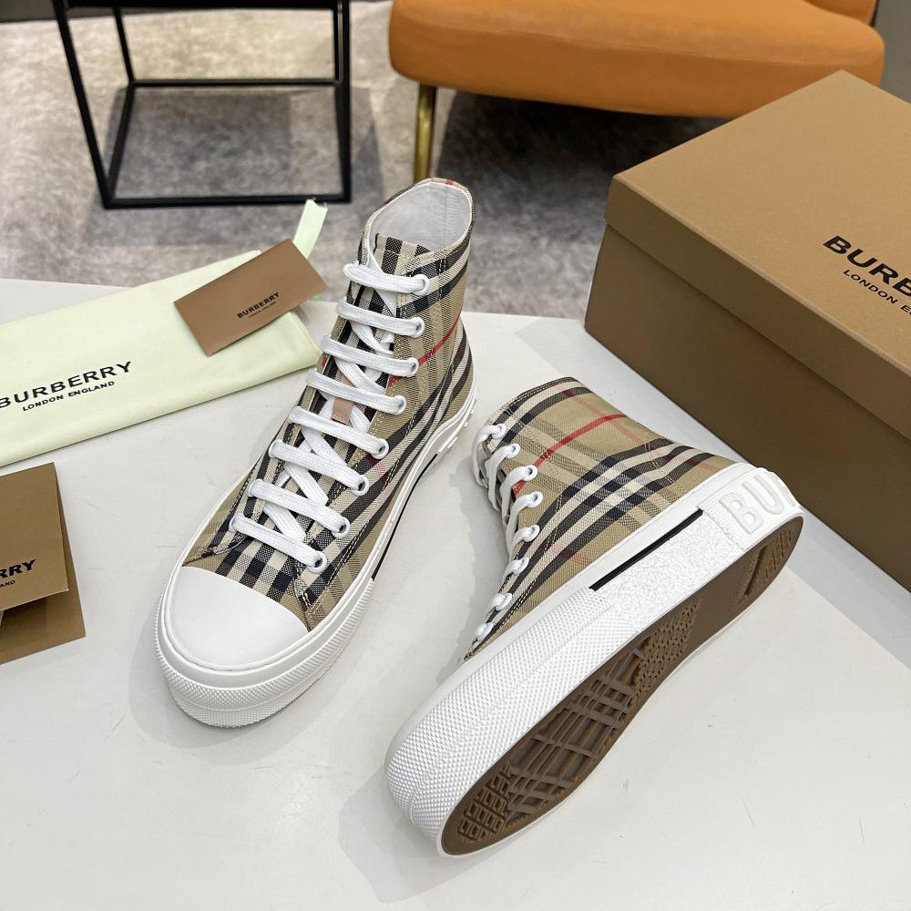 Burberry Vintage Check Cotton High-top Sneakers - EUR FASHION