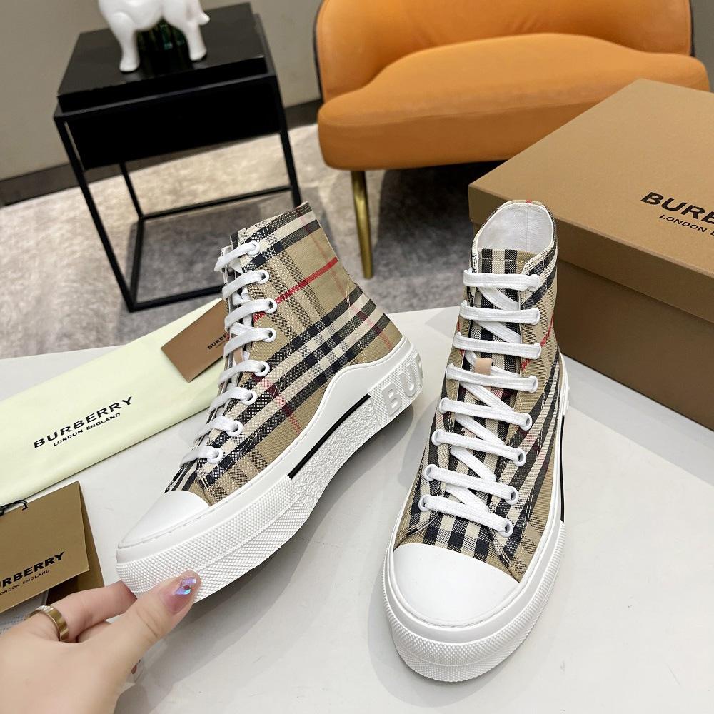 Burberry Vintage Check Cotton High-top Sneakers - EUR FASHION