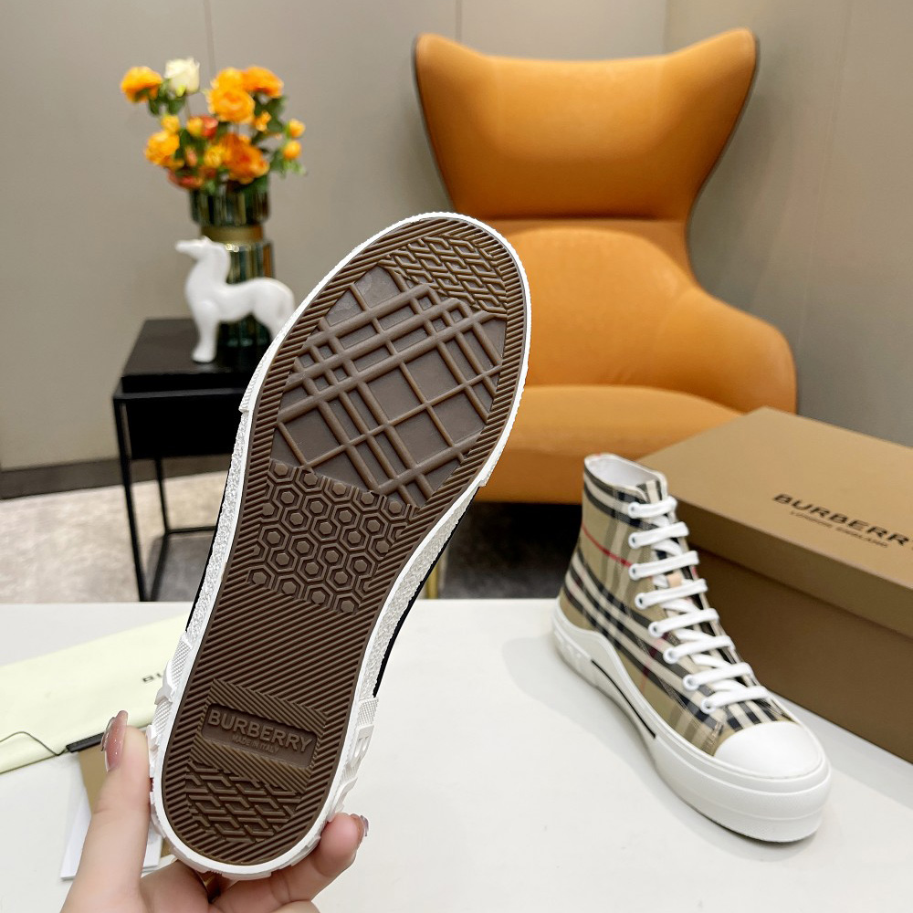 Burberry Vintage Check Cotton High-top Sneakers - EUR FASHION