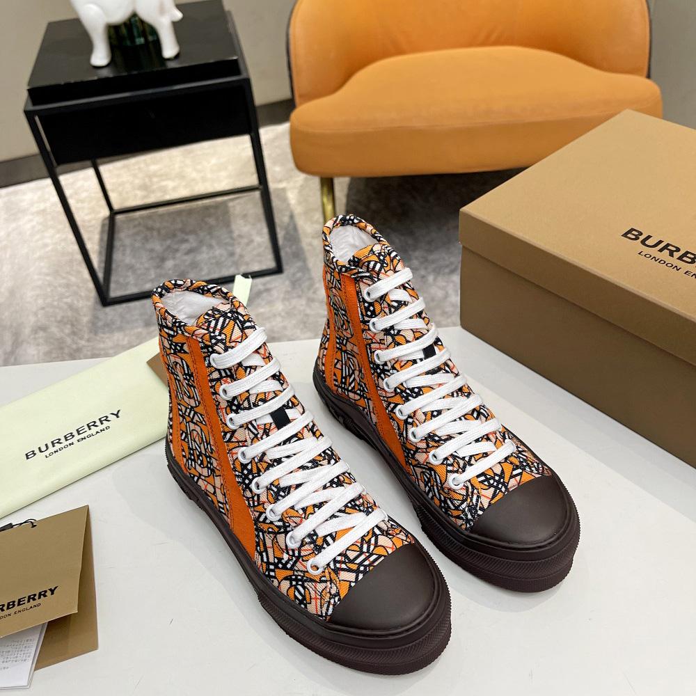 Burberry Vintage Monogram Print Cotton High-top Sneakers - EUR FASHION