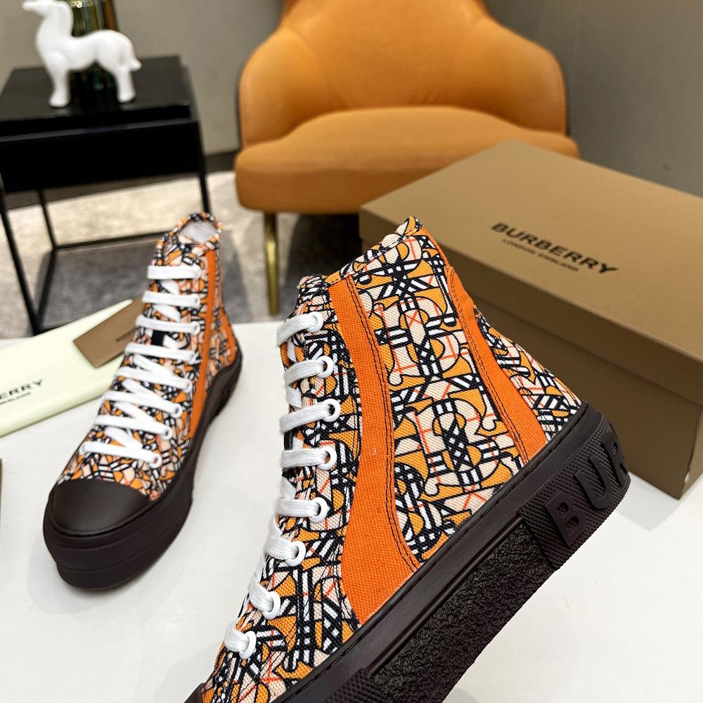 Burberry Vintage Monogram Print Cotton High-top Sneakers - EUR FASHION