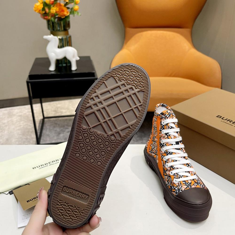 Burberry Vintage Monogram Print Cotton High-top Sneakers - EUR FASHION