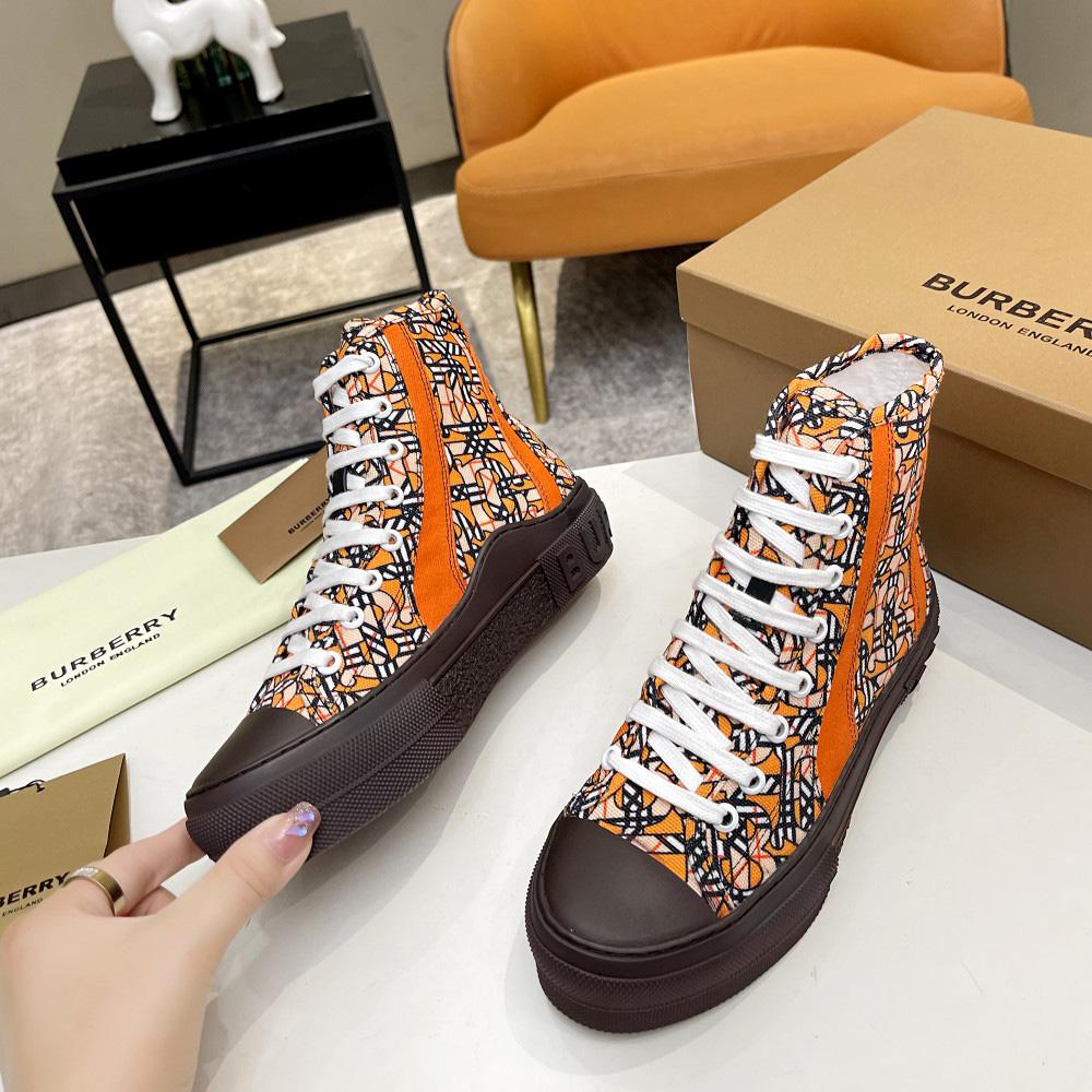 Burberry Vintage Monogram Print Cotton High-top Sneakers - EUR FASHION